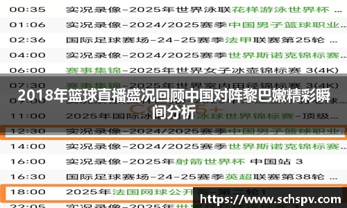 2018年篮球直播盛况回顾中国对阵黎巴嫩精彩瞬间分析